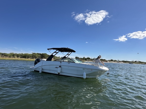 Out on the water pulling out the anchor